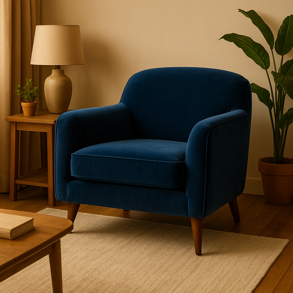 Indigo Velvet Accent Chair